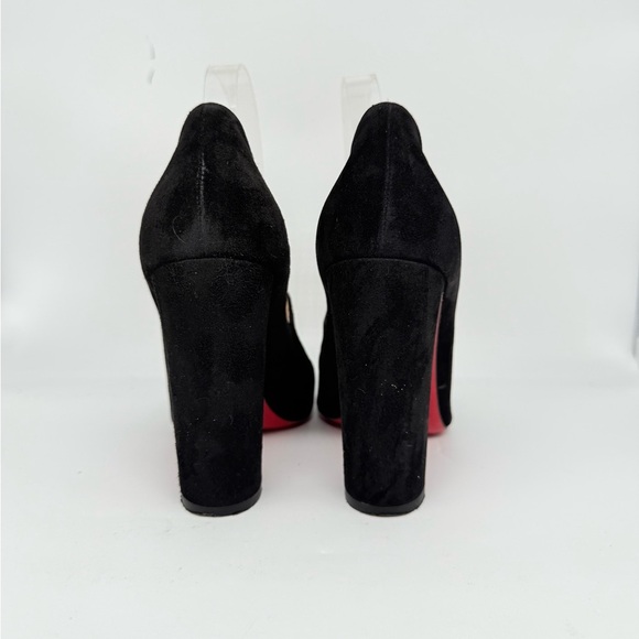Christian Louboutin Miss Ellen 100 Black Suede Buckle Strap Block Heels EU 40 - Picture 4 of 9